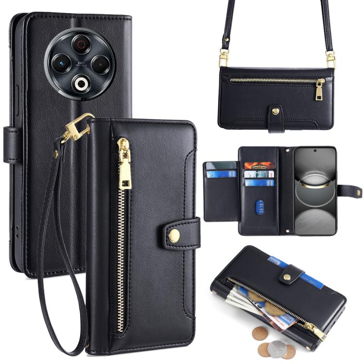 Sheep Texture Cross-body Zipper Wallet Leather Phone Case, For Tecno Spark 30 4G, For Tecno Pova 6 Neo 5G, For Tecno Camon 30 Premier 5G, For Tecno Camon 30 Pro 5G, For Tecno Camon 30, For Tecno Spark Go 2024, For Tecno Pova 5 Pro, For Tecno Pova Neo 3...