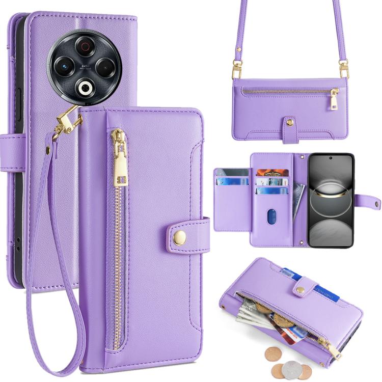 Sheep Texture Cross-body Zipper Wallet Leather Phone Case, For Tecno Spark 30 4G, For Tecno Pova 6 Neo 5G, For Tecno Camon 30 Premier 5G, For Tecno Camon 30 Pro 5G, For Tecno Camon 30, For Tecno Spark Go 2024, For Tecno Pova 5 Pro, For Tecno Pova Neo 3...