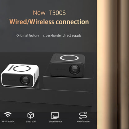 T300S 320x240 24ANSI Lumens Mini LCD Projector Supports Wired & Wireless Same Screen, US Plug, EU Plug, UK Plug, AU Plug