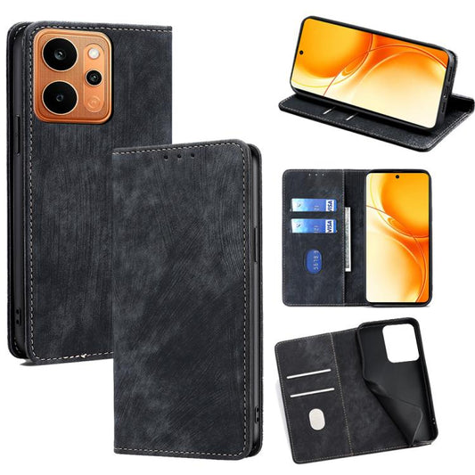 RFID Anti-theft Brush Magnetic Leather Phone Case, For Realme P4 Power 5G, For Realme Note 80 4G, For Realme C83 5G, For Realme Neo8 5G, For Realme 16 5G Global, For Realme 16 Pro+ 5G, For Realme 16 Pro 5G, For Realme P4x 5G, For Realme C85 5G         ...
