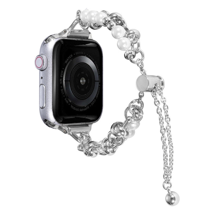Pearl Bracelet Metal Watch Band, For Apple Watch SE 2023 44mm, For Apple Watch Ultra 49mm, For Apple Watch SE 2023 40mm, For Apple Watch 8 41mm, For Apple Watch Ultra 2 49mm, For Apple Watch 8 45mm, For Apple Watch SE 2022 40mm�������������������������...