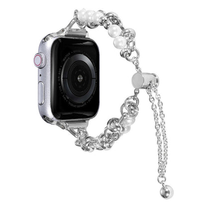 Pearl Bracelet Metal Watch Band, For Apple Watch SE 2023 44mm, For Apple Watch Ultra 49mm, For Apple Watch SE 2023 40mm, For Apple Watch 8 41mm, For Apple Watch Ultra 2 49mm, For Apple Watch 8 45mm, For Apple Watch SE 2022 40mm�������������������������...
