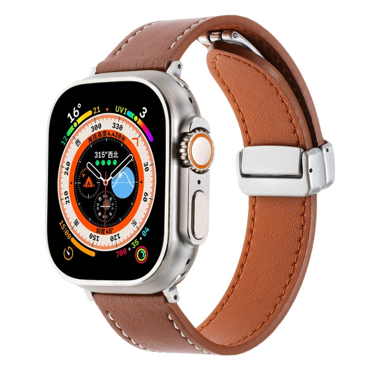 Magnetic Buckle Skin Feel Leather Watch Band, For Apple Watch SE 2023 44mm, For Apple Watch Ultra 49mm, For Apple Watch SE 2023 40mm, For Apple Watch SE 2022 40mm, For Apple Watch SE 2022 44mm, For Apple Watch Serie 9 41mm, For Apple Watch Serie 8 41mm...