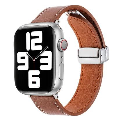 Magnetic Buckle Skin Feel Leather Watch Band, For Apple Watch Serie 6 40mm, For Apple Watch Serie 6 44mm, For Apple Watch Serie 5 44mm, For Apple Watch Serie 5 40mm, For Apple Watch Serie 4 44mm, For Apple Watch 42mm, For Apple Watch Serie 4 40mm������...