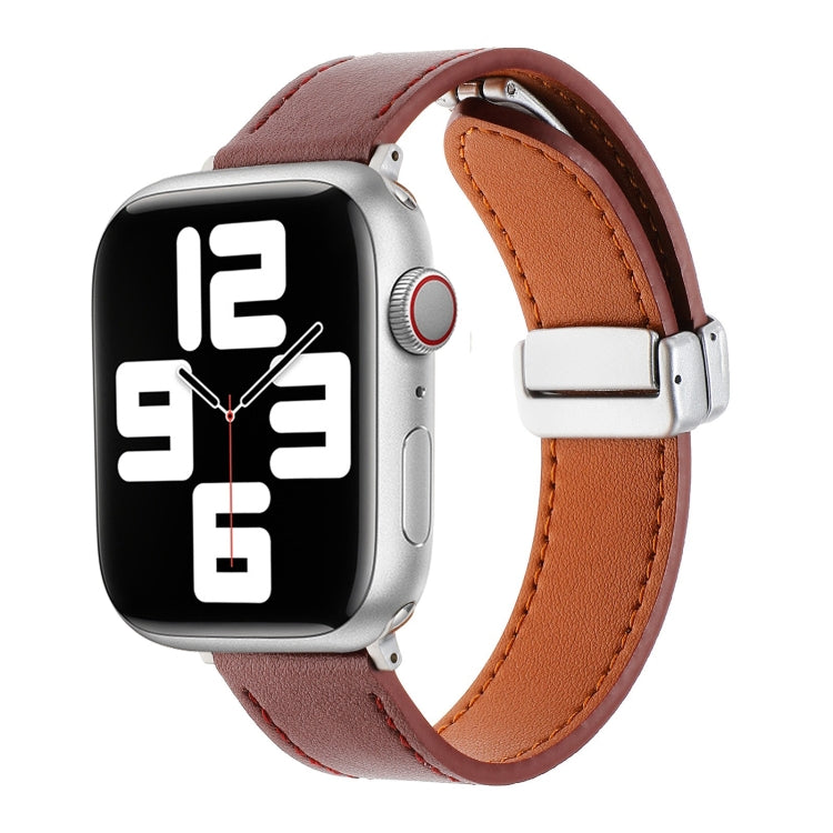 Magnetic Buckle Skin Feel Leather Watch Band, For Apple Watch Serie 6 40mm, For Apple Watch Serie 6 44mm, For Apple Watch Serie 5 44mm, For Apple Watch Serie 5 40mm, For Apple Watch Serie 4 44mm, For Apple Watch 42mm, For Apple Watch Serie 4 40mm������...