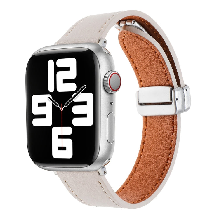 Magnetic Buckle Skin Feel Leather Watch Band, For Apple Watch Serie 6 40mm, For Apple Watch Serie 6 44mm, For Apple Watch Serie 5 44mm, For Apple Watch Serie 5 40mm, For Apple Watch Serie 4 44mm, For Apple Watch 42mm, For Apple Watch Serie 4 40mm������...