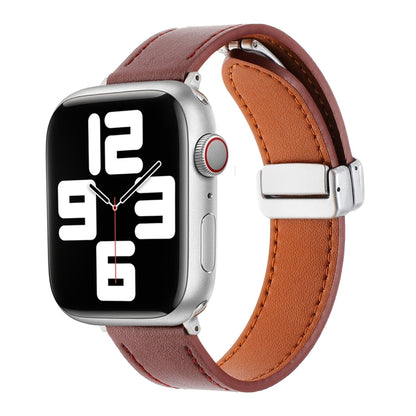 Magnetic Buckle Skin Feel Leather Watch Band, For Apple Watch Serie 6 40mm, For Apple Watch Serie 6 44mm, For Apple Watch Serie 5 44mm, For Apple Watch Serie 5 40mm, For Apple Watch Serie 4 44mm, For Apple Watch 42mm, For Apple Watch Serie 4 40mm������...