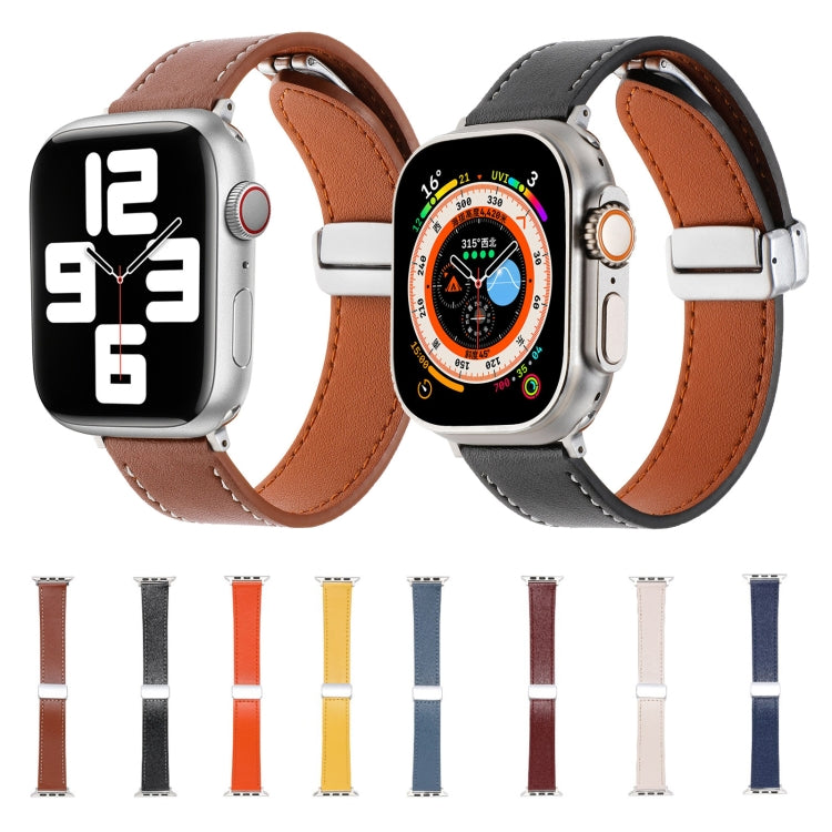 Magnetic Buckle Skin Feel Leather Watch Band, For Apple Watch Serie 6 40mm, For Apple Watch Serie 6 44mm, For Apple Watch Serie 5 44mm, For Apple Watch Serie 5 40mm, For Apple Watch Serie 4 44mm, For Apple Watch 42mm, For Apple Watch Serie 4 40mm������...