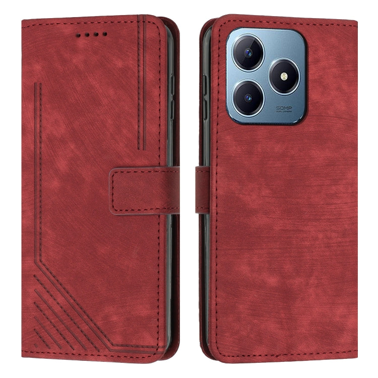 Skin Feel Stripe Pattern Leather Phone Case with Lanyard, For Realme 16T 5G, For Realme P4 Power 5G, For Realme 16 5G, For Realme 16 Pro+ 5G, For Realme 16 Pro 5G, For Realme C85 5G / 15x 5G India, For Realme C85 Pro 4G, For Realme 15T 5G              ...