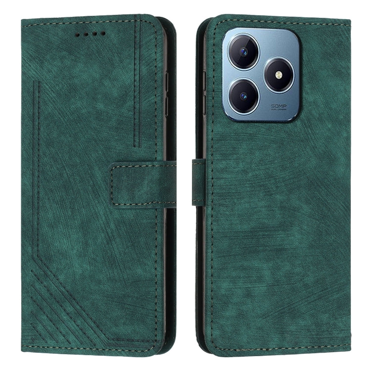 Skin Feel Stripe Pattern Leather Phone Case with Lanyard, For Realme 16T 5G, For Realme P4 Power 5G, For Realme 16 5G, For Realme 16 Pro+ 5G, For Realme 16 Pro 5G, For Realme C85 5G / 15x 5G India, For Realme C85 Pro 4G, For Realme 15T 5G              ...