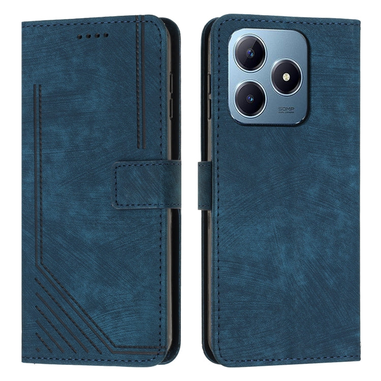 Skin Feel Stripe Pattern Leather Phone Case with Lanyard, For Realme 16T 5G, For Realme P4 Power 5G, For Realme 16 5G, For Realme 16 Pro+ 5G, For Realme 16 Pro 5G, For Realme C85 5G / 15x 5G India, For Realme C85 Pro 4G, For Realme 15T 5G              ...