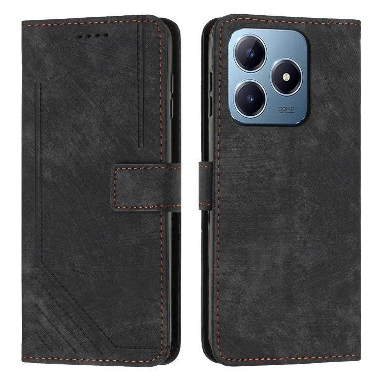 Skin Feel Stripe Pattern Leather Phone Case with Lanyard, For Realme 16T 5G, For Realme P4 Power 5G, For Realme 16 5G, For Realme 16 Pro+ 5G, For Realme 16 Pro 5G, For Realme C85 5G / 15x 5G India, For Realme C85 Pro 4G, For Realme 15T 5G              ...