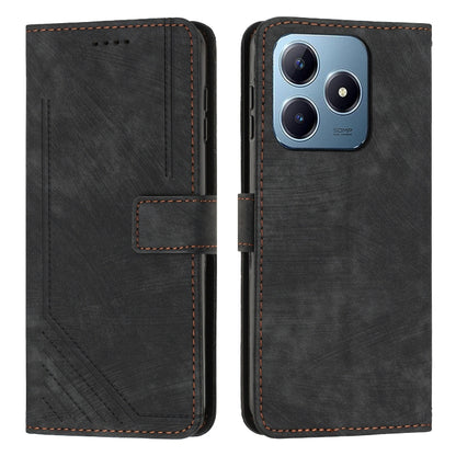 Skin Feel Stripe Pattern Leather Phone Case with Lanyard, For Realme 16T 5G, For Realme P4 Power 5G, For Realme 16 5G, For Realme 16 Pro+ 5G, For Realme 16 Pro 5G, For Realme C85 5G / 15x 5G India, For Realme C85 Pro 4G, For Realme 15T 5G              ...