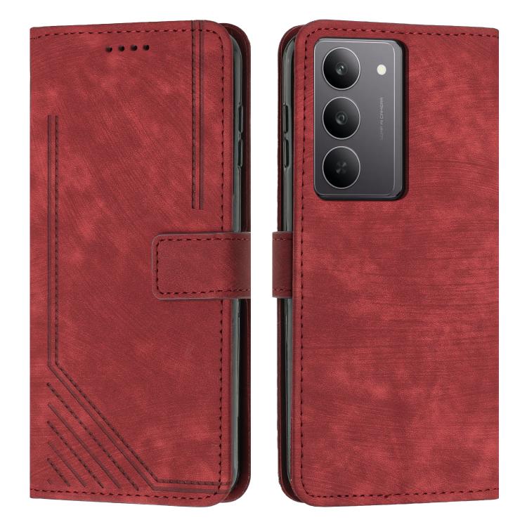 Skin Feel Stripe Pattern Leather Phone Case with Lanyard, For Realme 16T 5G, For Realme P4 Power 5G, For Realme 16 5G, For Realme 16 Pro+ 5G, For Realme 16 Pro 5G, For Realme C85 5G / 15x 5G India, For Realme C85 Pro 4G, For Realme 15T 5G              ...