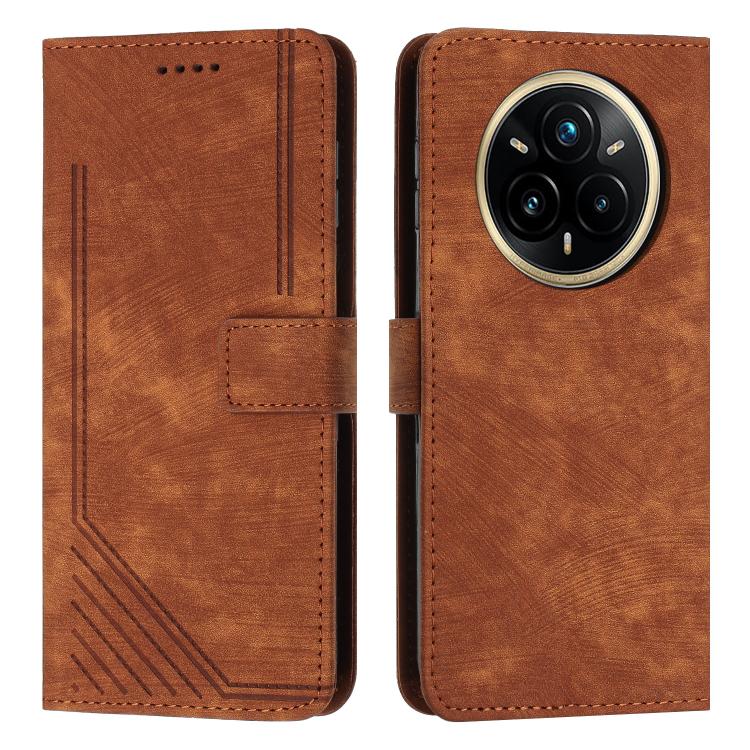 Skin Feel Stripe Pattern Leather Phone Case with Lanyard, For Realme 16T 5G, For Realme P4 Power 5G, For Realme 16 5G, For Realme 16 Pro+ 5G, For Realme 16 Pro 5G, For Realme C85 5G / 15x 5G India, For Realme C85 Pro 4G, For Realme 15T 5G              ...