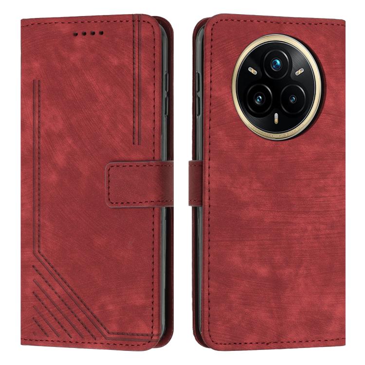 Skin Feel Stripe Pattern Leather Phone Case with Lanyard, For Realme 16T 5G, For Realme P4 Power 5G, For Realme 16 5G, For Realme 16 Pro+ 5G, For Realme 16 Pro 5G, For Realme C85 5G / 15x 5G India, For Realme C85 Pro 4G, For Realme 15T 5G              ...