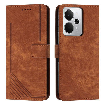 Skin Feel Stripe Pattern Leather Phone Case with Lanyard, For Realme 16T 5G, For Realme P4 Power 5G, For Realme 16 5G, For Realme 16 Pro+ 5G, For Realme 16 Pro 5G, For Realme C85 5G / 15x 5G India, For Realme C85 Pro 4G, For Realme 15T 5G              ...