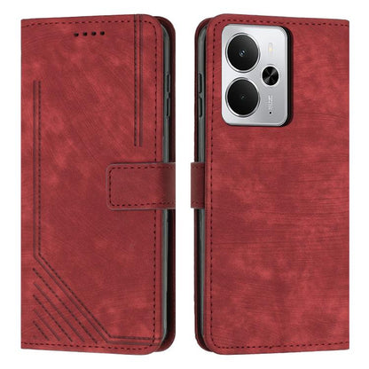 Skin Feel Stripe Pattern Leather Phone Case with Lanyard, For Realme 16T 5G, For Realme P4 Power 5G, For Realme 16 5G, For Realme 16 Pro+ 5G, For Realme 16 Pro 5G, For Realme C85 5G / 15x 5G India, For Realme C85 Pro 4G, For Realme 15T 5G              ...