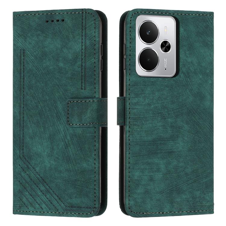 Skin Feel Stripe Pattern Leather Phone Case with Lanyard, For Realme 16T 5G, For Realme P4 Power 5G, For Realme 16 5G, For Realme 16 Pro+ 5G, For Realme 16 Pro 5G, For Realme C85 5G / 15x 5G India, For Realme C85 Pro 4G, For Realme 15T 5G              ...