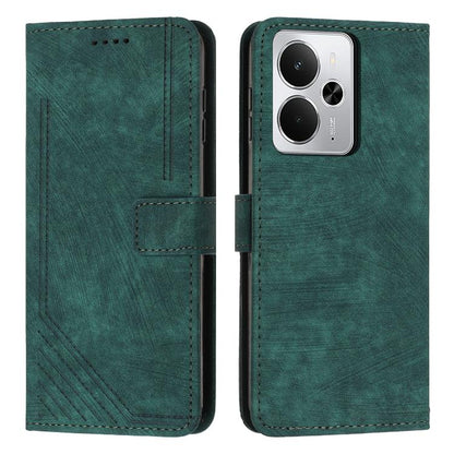 Skin Feel Stripe Pattern Leather Phone Case with Lanyard, For Realme 16T 5G, For Realme P4 Power 5G, For Realme 16 5G, For Realme 16 Pro+ 5G, For Realme 16 Pro 5G, For Realme C85 5G / 15x 5G India, For Realme C85 Pro 4G, For Realme 15T 5G              ...