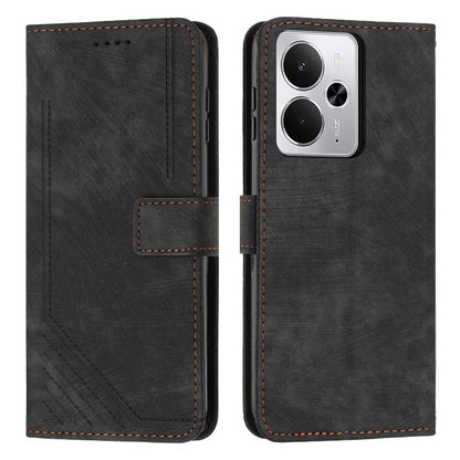 Skin Feel Stripe Pattern Leather Phone Case with Lanyard, For Realme 16T 5G, For Realme P4 Power 5G, For Realme 16 5G, For Realme 16 Pro+ 5G, For Realme 16 Pro 5G, For Realme C85 5G / 15x 5G India, For Realme C85 Pro 4G, For Realme 15T 5G              ...