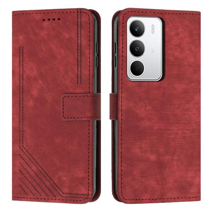 Skin Feel Stripe Pattern Leather Phone Case with Lanyard, For Realme 16T 5G, For Realme P4 Power 5G, For Realme 16 5G, For Realme 16 Pro+ 5G, For Realme 16 Pro 5G, For Realme C85 5G / 15x 5G India, For Realme C85 Pro 4G, For Realme 15T 5G              ...