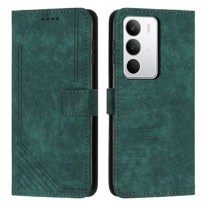 Skin Feel Stripe Pattern Leather Phone Case with Lanyard, For Realme 16T 5G, For Realme P4 Power 5G, For Realme 16 5G, For Realme 16 Pro+ 5G, For Realme 16 Pro 5G, For Realme C85 5G / 15x 5G India, For Realme C85 Pro 4G, For Realme 15T 5G              ...