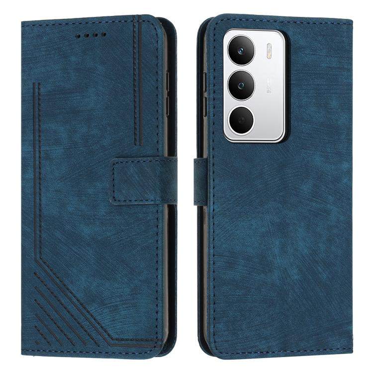 Skin Feel Stripe Pattern Leather Phone Case with Lanyard, For Realme 16T 5G, For Realme P4 Power 5G, For Realme 16 5G, For Realme 16 Pro+ 5G, For Realme 16 Pro 5G, For Realme C85 5G / 15x 5G India, For Realme C85 Pro 4G, For Realme 15T 5G              ...