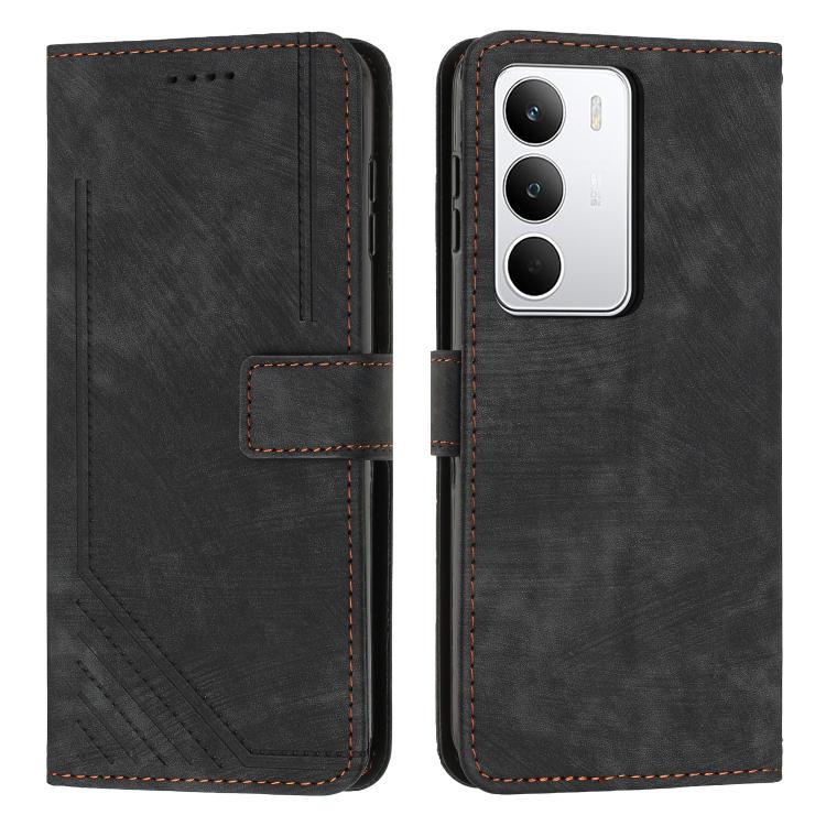 Skin Feel Stripe Pattern Leather Phone Case with Lanyard, For Realme 16T 5G, For Realme P4 Power 5G, For Realme 16 5G, For Realme 16 Pro+ 5G, For Realme 16 Pro 5G, For Realme C85 5G / 15x 5G India, For Realme C85 Pro 4G, For Realme 15T 5G              ...