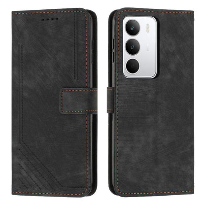 Skin Feel Stripe Pattern Leather Phone Case with Lanyard, For Realme 16T 5G, For Realme P4 Power 5G, For Realme 16 5G, For Realme 16 Pro+ 5G, For Realme 16 Pro 5G, For Realme C85 5G / 15x 5G India, For Realme C85 Pro 4G, For Realme 15T 5G              ...