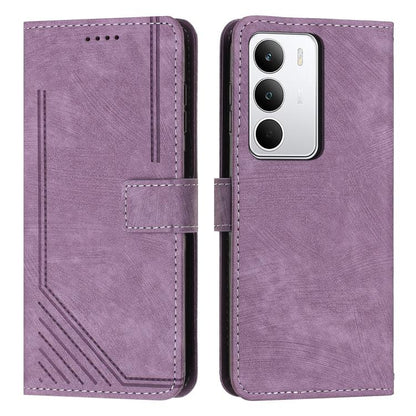 Skin Feel Stripe Pattern Leather Phone Case with Lanyard, For Realme 16T 5G, For Realme P4 Power 5G, For Realme 16 5G, For Realme 16 Pro+ 5G, For Realme 16 Pro 5G, For Realme C85 5G / 15x 5G India, For Realme C85 Pro 4G, For Realme 15T 5G              ...