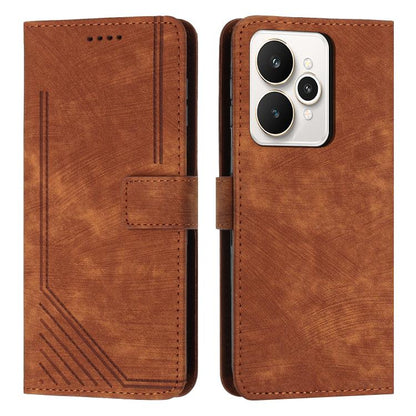 Skin Feel Stripe Pattern Leather Phone Case with Lanyard, For Realme 16T 5G, For Realme P4 Power 5G, For Realme 16 5G, For Realme 16 Pro+ 5G, For Realme 16 Pro 5G, For Realme C85 5G / 15x 5G India, For Realme C85 Pro 4G, For Realme 15T 5G              ...