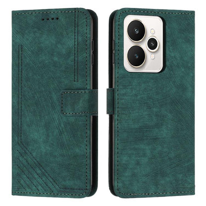 Skin Feel Stripe Pattern Leather Phone Case with Lanyard, For Realme 16T 5G, For Realme P4 Power 5G, For Realme 16 5G, For Realme 16 Pro+ 5G, For Realme 16 Pro 5G, For Realme C85 5G / 15x 5G India, For Realme C85 Pro 4G, For Realme 15T 5G              ...