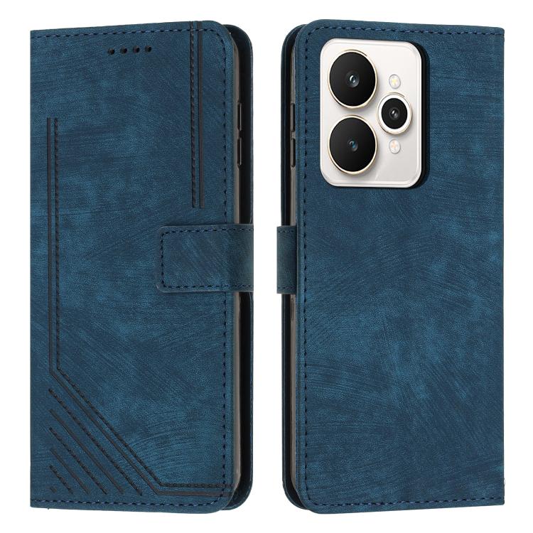 Skin Feel Stripe Pattern Leather Phone Case with Lanyard, For Realme 16T 5G, For Realme P4 Power 5G, For Realme 16 5G, For Realme 16 Pro+ 5G, For Realme 16 Pro 5G, For Realme C85 5G / 15x 5G India, For Realme C85 Pro 4G, For Realme 15T 5G              ...