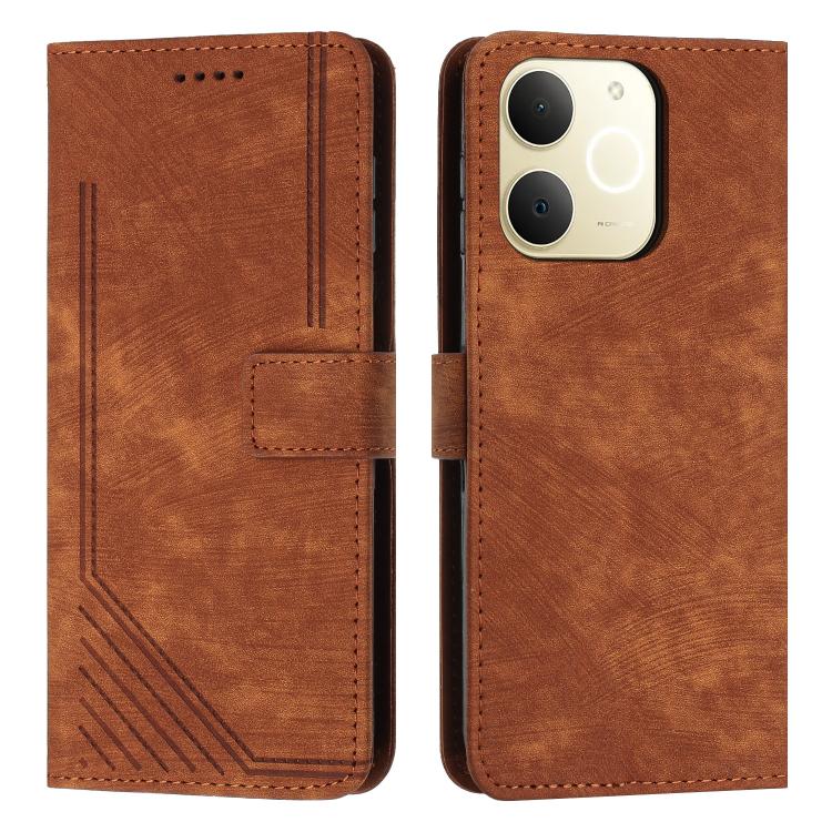 Skin Feel Stripe Pattern Leather Phone Case with Lanyard, For Realme 16T 5G, For Realme P4 Power 5G, For Realme 16 5G, For Realme 16 Pro+ 5G, For Realme 16 Pro 5G, For Realme C85 5G / 15x 5G India, For Realme C85 Pro 4G, For Realme 15T 5G              ...