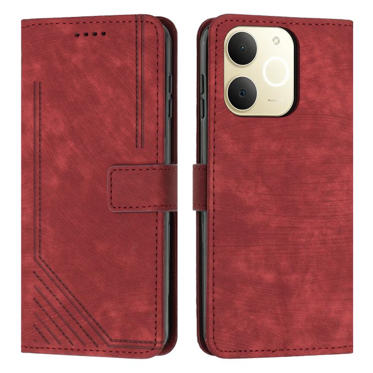 Skin Feel Stripe Pattern Leather Phone Case with Lanyard, For Realme 16T 5G, For Realme P4 Power 5G, For Realme 16 5G, For Realme 16 Pro+ 5G, For Realme 16 Pro 5G, For Realme C85 5G / 15x 5G India, For Realme C85 Pro 4G, For Realme 15T 5G              ...