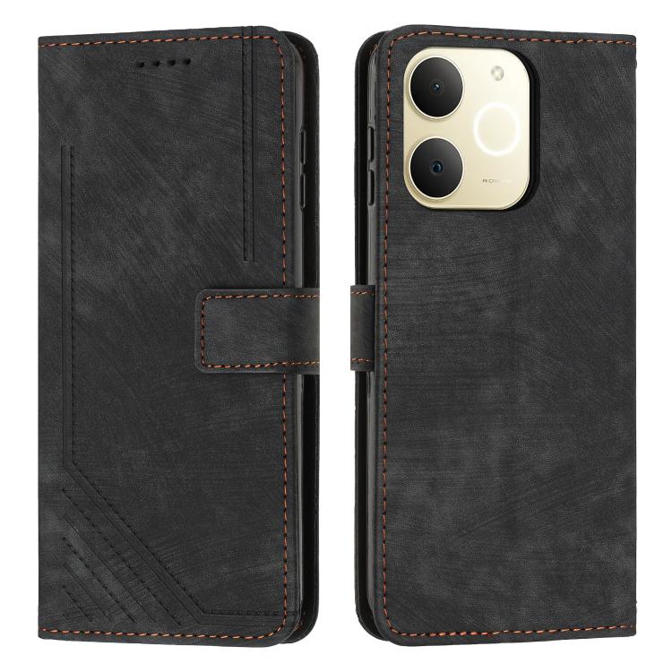 Skin Feel Stripe Pattern Leather Phone Case with Lanyard, For Realme 16T 5G, For Realme P4 Power 5G, For Realme 16 5G, For Realme 16 Pro+ 5G, For Realme 16 Pro 5G, For Realme C85 5G / 15x 5G India, For Realme C85 Pro 4G, For Realme 15T 5G              ...