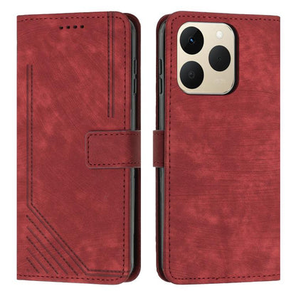 Skin Feel Stripe Pattern Leather Phone Case with Lanyard, For Realme 16T 5G, For Realme P4 Power 5G, For Realme 16 5G, For Realme 16 Pro+ 5G, For Realme 16 Pro 5G, For Realme C85 5G / 15x 5G India, For Realme C85 Pro 4G, For Realme 15T 5G              ...