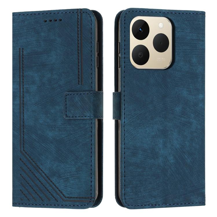 Skin Feel Stripe Pattern Leather Phone Case with Lanyard, For Realme 16T 5G, For Realme P4 Power 5G, For Realme 16 5G, For Realme 16 Pro+ 5G, For Realme 16 Pro 5G, For Realme C85 5G / 15x 5G India, For Realme C85 Pro 4G, For Realme 15T 5G              ...