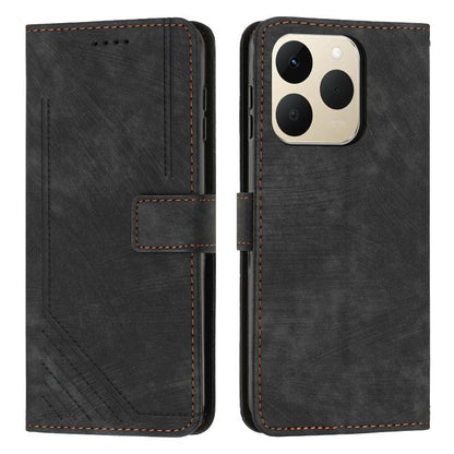 Skin Feel Stripe Pattern Leather Phone Case with Lanyard, For Realme 16T 5G, For Realme P4 Power 5G, For Realme 16 5G, For Realme 16 Pro+ 5G, For Realme 16 Pro 5G, For Realme C85 5G / 15x 5G India, For Realme C85 Pro 4G, For Realme 15T 5G              ...