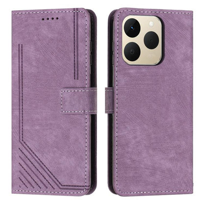 Skin Feel Stripe Pattern Leather Phone Case with Lanyard, For Realme 16T 5G, For Realme P4 Power 5G, For Realme 16 5G, For Realme 16 Pro+ 5G, For Realme 16 Pro 5G, For Realme C85 5G / 15x 5G India, For Realme C85 Pro 4G, For Realme 15T 5G              ...