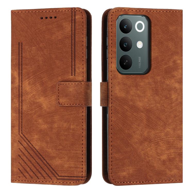 Skin Feel Stripe Pattern Leather Phone Case with Lanyard, For Realme 16T 5G, For Realme P4 Power 5G, For Realme 16 5G, For Realme 16 Pro+ 5G, For Realme 16 Pro 5G, For Realme C85 5G / 15x 5G India, For Realme C85 Pro 4G, For Realme 15T 5G              ...