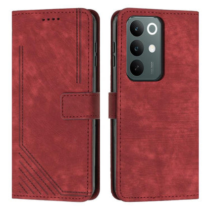 Skin Feel Stripe Pattern Leather Phone Case with Lanyard, For Realme 16T 5G, For Realme P4 Power 5G, For Realme 16 5G, For Realme 16 Pro+ 5G, For Realme 16 Pro 5G, For Realme C85 5G / 15x 5G India, For Realme C85 Pro 4G, For Realme 15T 5G              ...