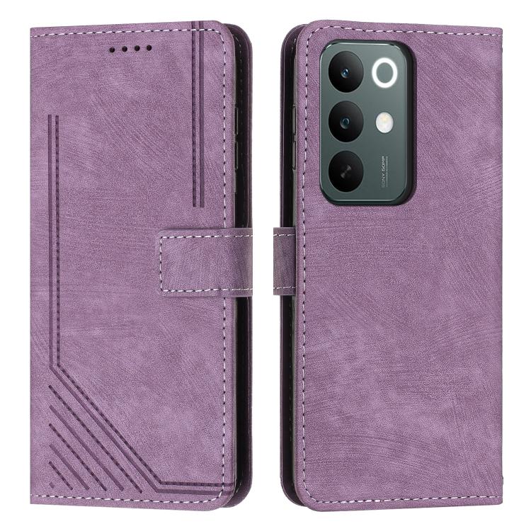 Skin Feel Stripe Pattern Leather Phone Case with Lanyard, For Realme 16T 5G, For Realme P4 Power 5G, For Realme 16 5G, For Realme 16 Pro+ 5G, For Realme 16 Pro 5G, For Realme C85 5G / 15x 5G India, For Realme C85 Pro 4G, For Realme 15T 5G              ...