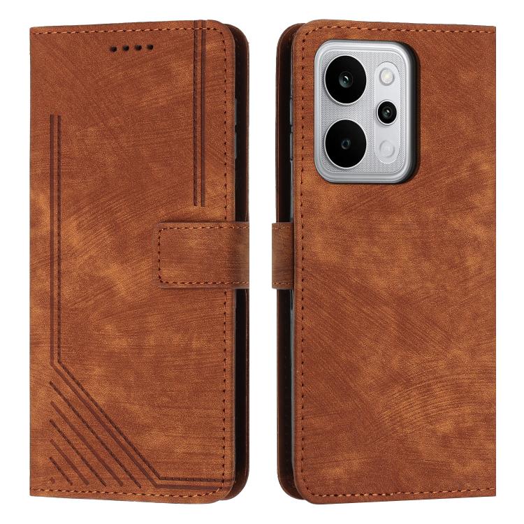 Skin Feel Stripe Pattern Leather Phone Case with Lanyard, For Realme 16T 5G, For Realme P4 Power 5G, For Realme 16 5G, For Realme 16 Pro+ 5G, For Realme 16 Pro 5G, For Realme C85 5G / 15x 5G India, For Realme C85 Pro 4G, For Realme 15T 5G              ...