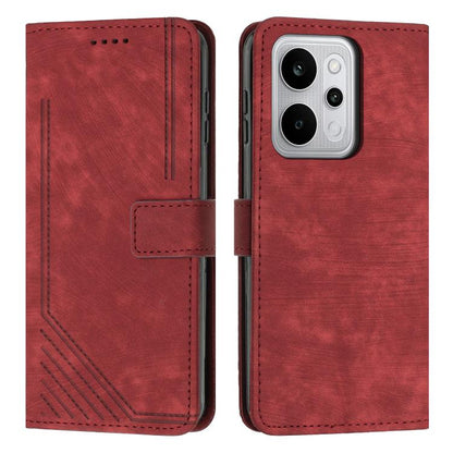 Skin Feel Stripe Pattern Leather Phone Case with Lanyard, For Realme 16T 5G, For Realme P4 Power 5G, For Realme 16 5G, For Realme 16 Pro+ 5G, For Realme 16 Pro 5G, For Realme C85 5G / 15x 5G India, For Realme C85 Pro 4G, For Realme 15T 5G              ...