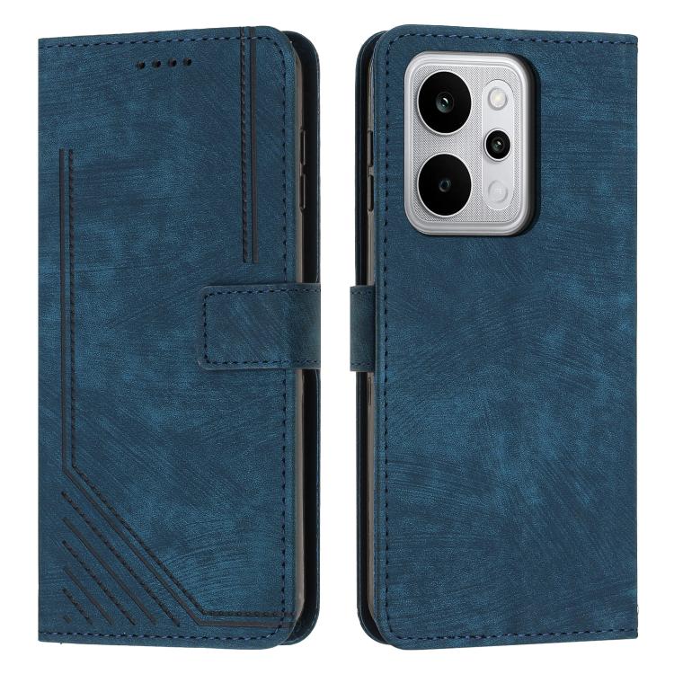 Skin Feel Stripe Pattern Leather Phone Case with Lanyard, For Realme 16T 5G, For Realme P4 Power 5G, For Realme 16 5G, For Realme 16 Pro+ 5G, For Realme 16 Pro 5G, For Realme C85 5G / 15x 5G India, For Realme C85 Pro 4G, For Realme 15T 5G              ...