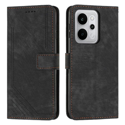 Skin Feel Stripe Pattern Leather Phone Case with Lanyard, For Realme 16T 5G, For Realme P4 Power 5G, For Realme 16 5G, For Realme 16 Pro+ 5G, For Realme 16 Pro 5G, For Realme C85 5G / 15x 5G India, For Realme C85 Pro 4G, For Realme 15T 5G              ...