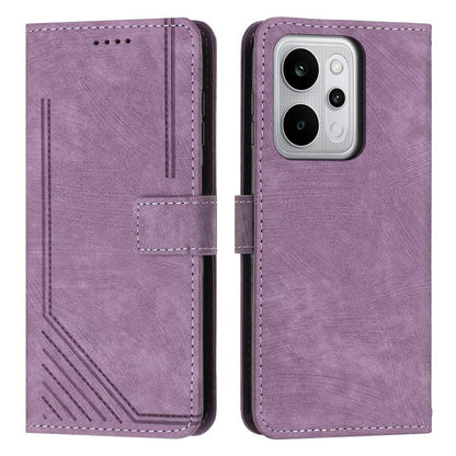 Skin Feel Stripe Pattern Leather Phone Case with Lanyard, For Realme 16T 5G, For Realme P4 Power 5G, For Realme 16 5G, For Realme 16 Pro+ 5G, For Realme 16 Pro 5G, For Realme C85 5G / 15x 5G India, For Realme C85 Pro 4G, For Realme 15T 5G              ...