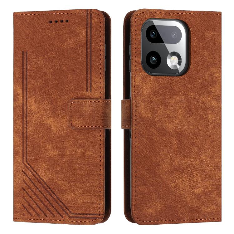 Skin Feel Stripe Pattern Leather Phone Case with Lanyard, For Realme 16T 5G, For Realme P4 Power 5G, For Realme 16 5G, For Realme 16 Pro+ 5G, For Realme 16 Pro 5G, For Realme C85 5G / 15x 5G India, For Realme C85 Pro 4G, For Realme 15T 5G              ...